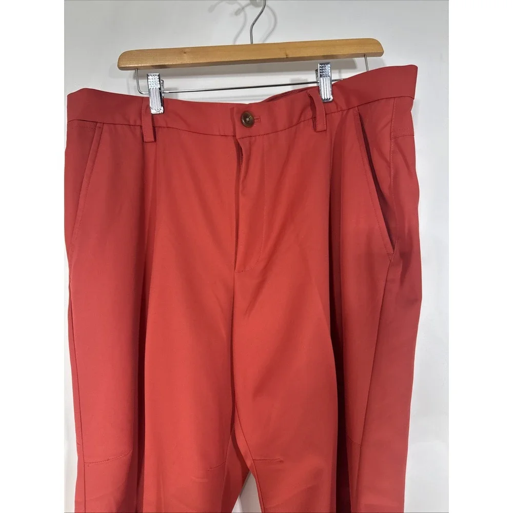 IZOD Golf Pants Mens 38x29‎ Slim Fit Red Orange Flat Front Performance Trousers